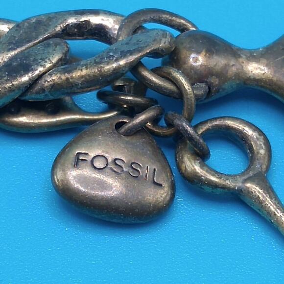 Fossil Distressed Rhinestone Necklace, Rivoli Clear Rhinestones, 18 Inches - Picture 12 of 15